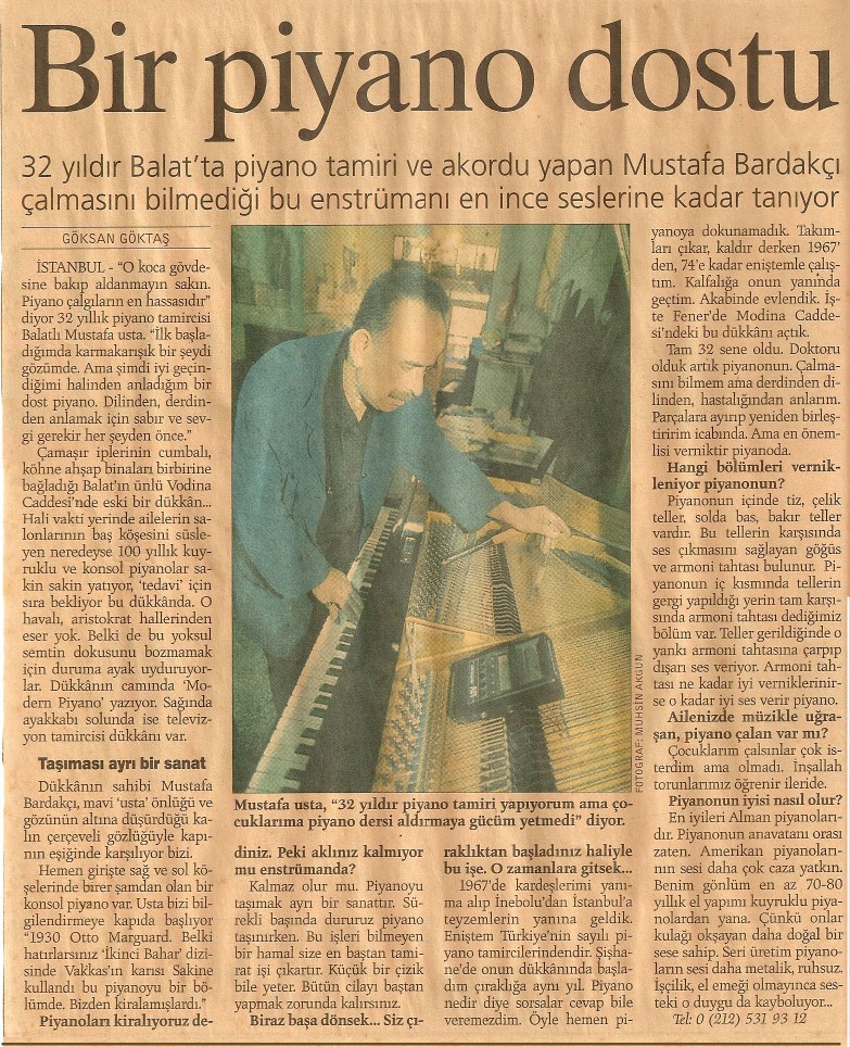 Radikal Gazetesinde Bardakçı Kardeşler Piyano